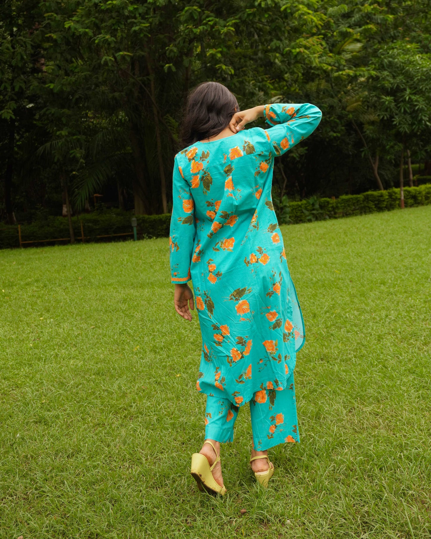 Organic cotton floral kurta set