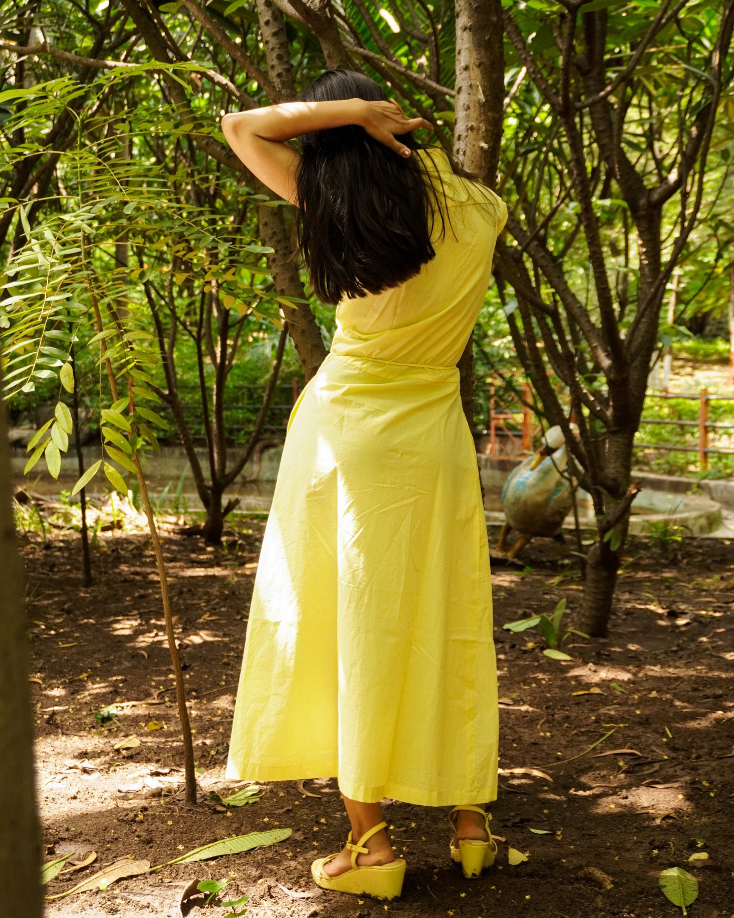 Yellow wrap dress