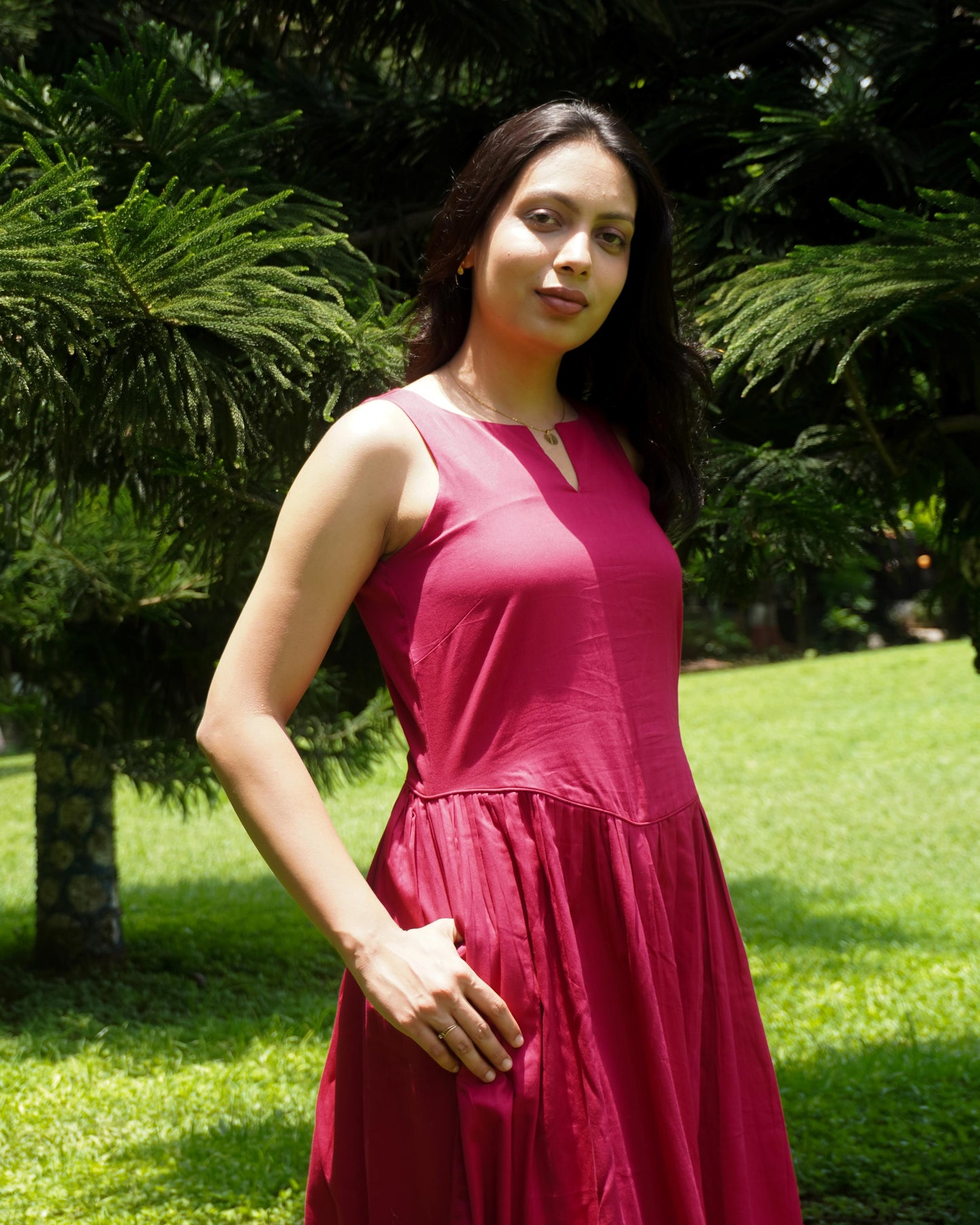 Pink Drop waist dress