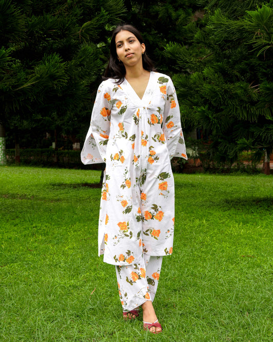 Organic cotton floral kurta set