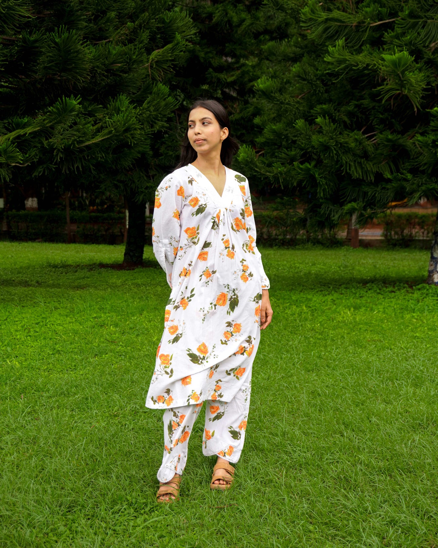 Organic cotton floral kurta