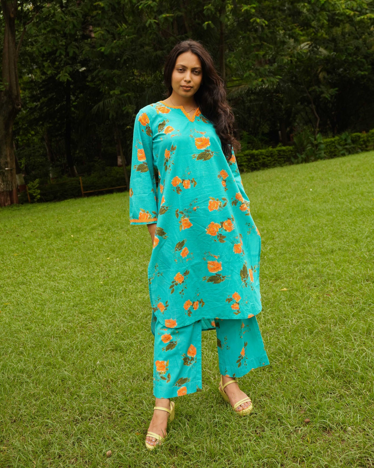Organic cotton floral kurta