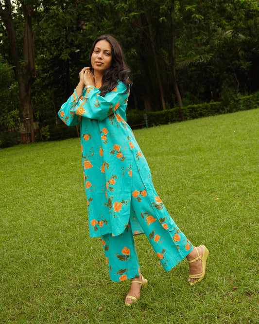 Organic cotton floral kurta