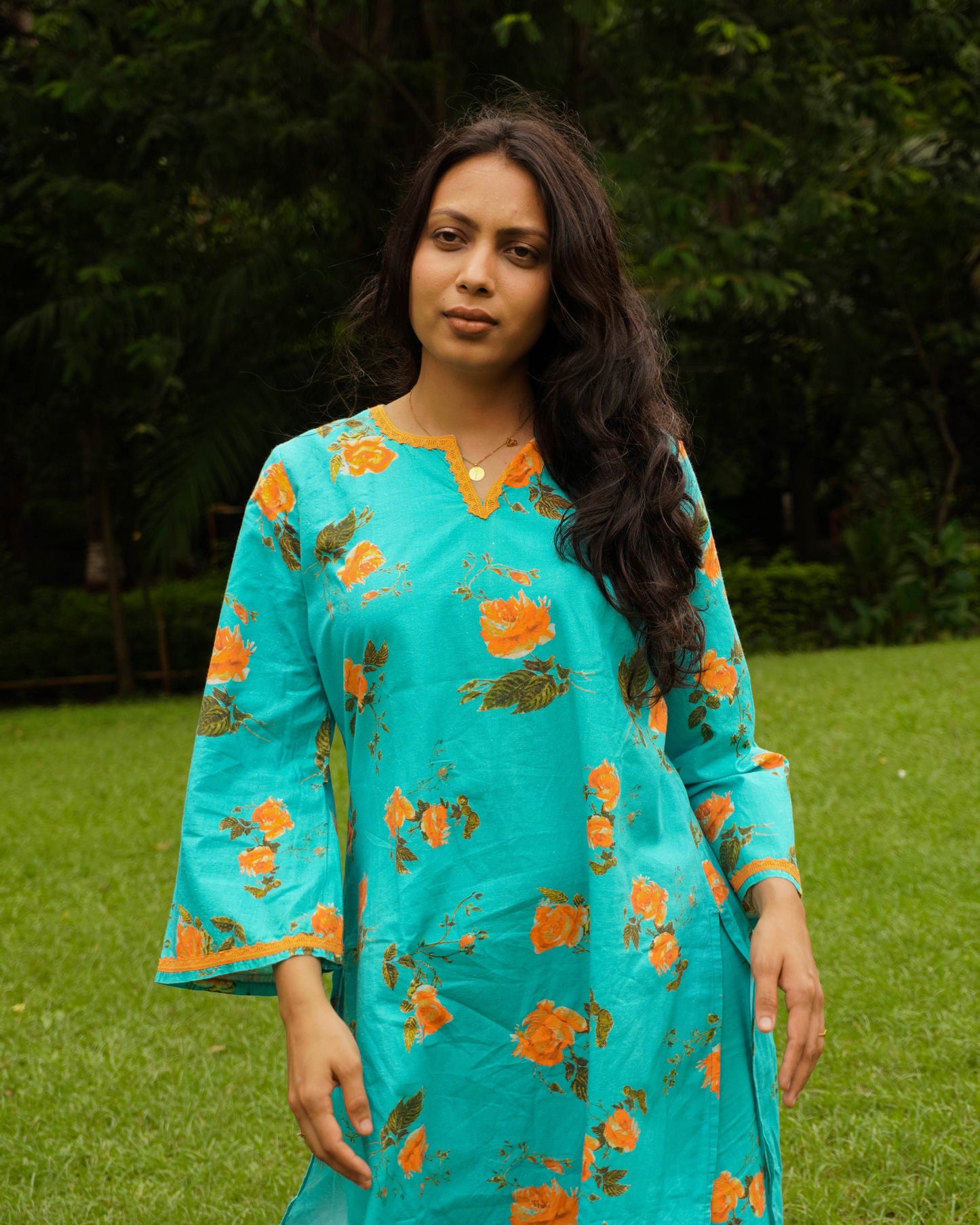 Organic cotton floral kurta