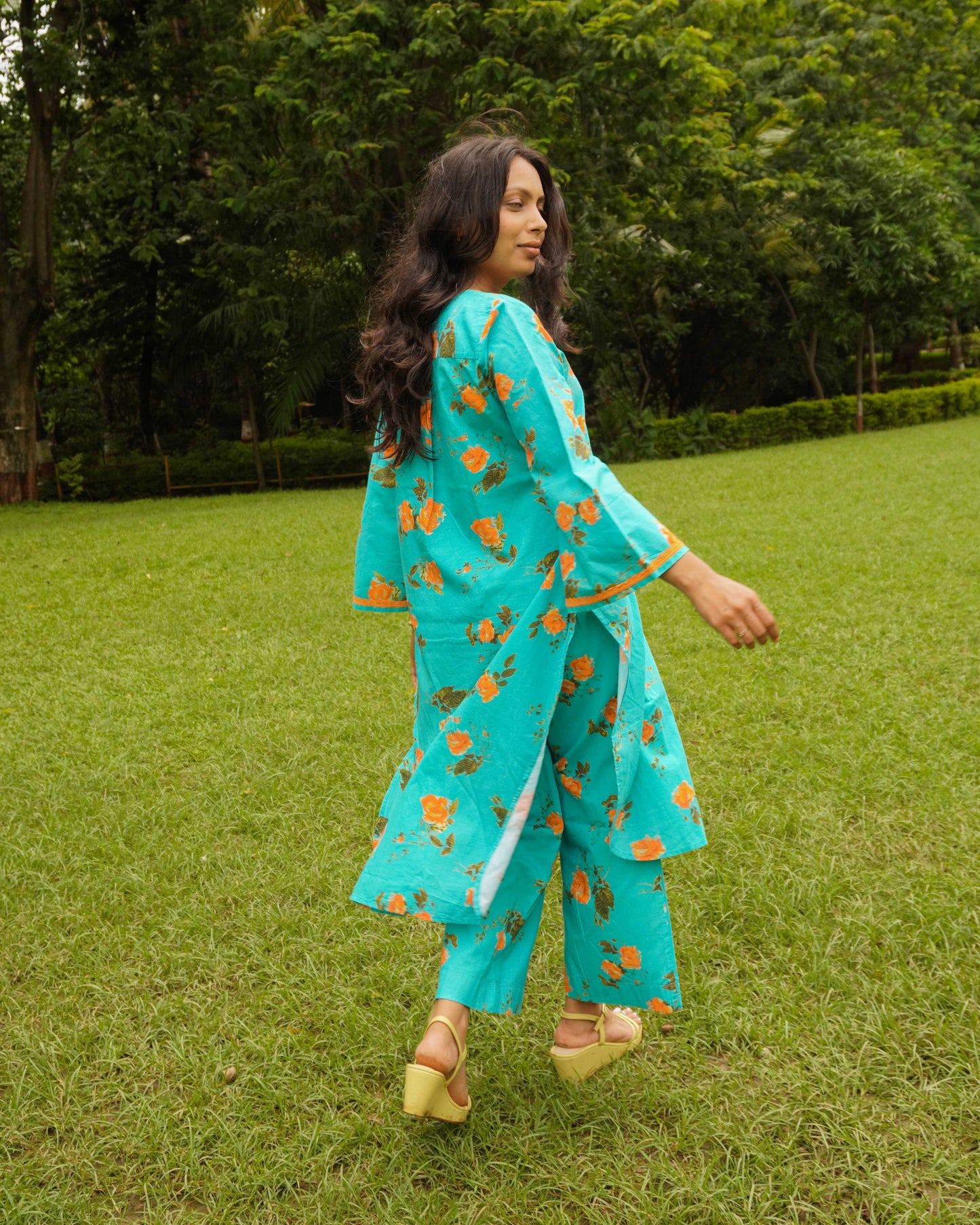 Organic cotton floral kurta