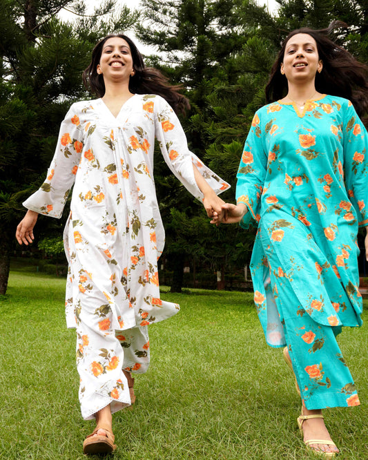 Organic cotton floral kurta
