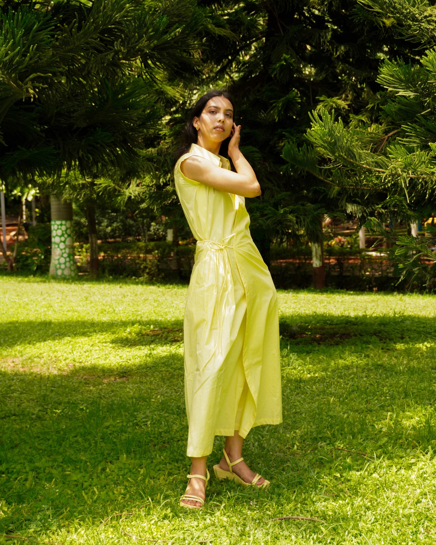 Yellow wrap dress