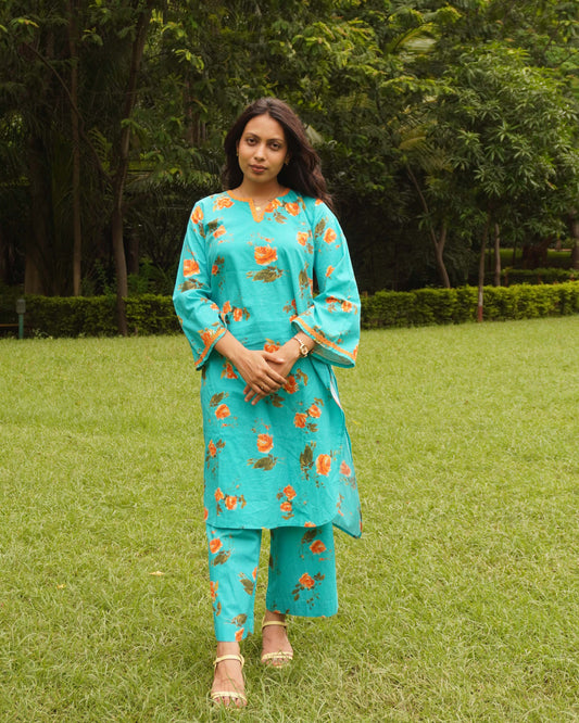 Organic cotton floral kurta set