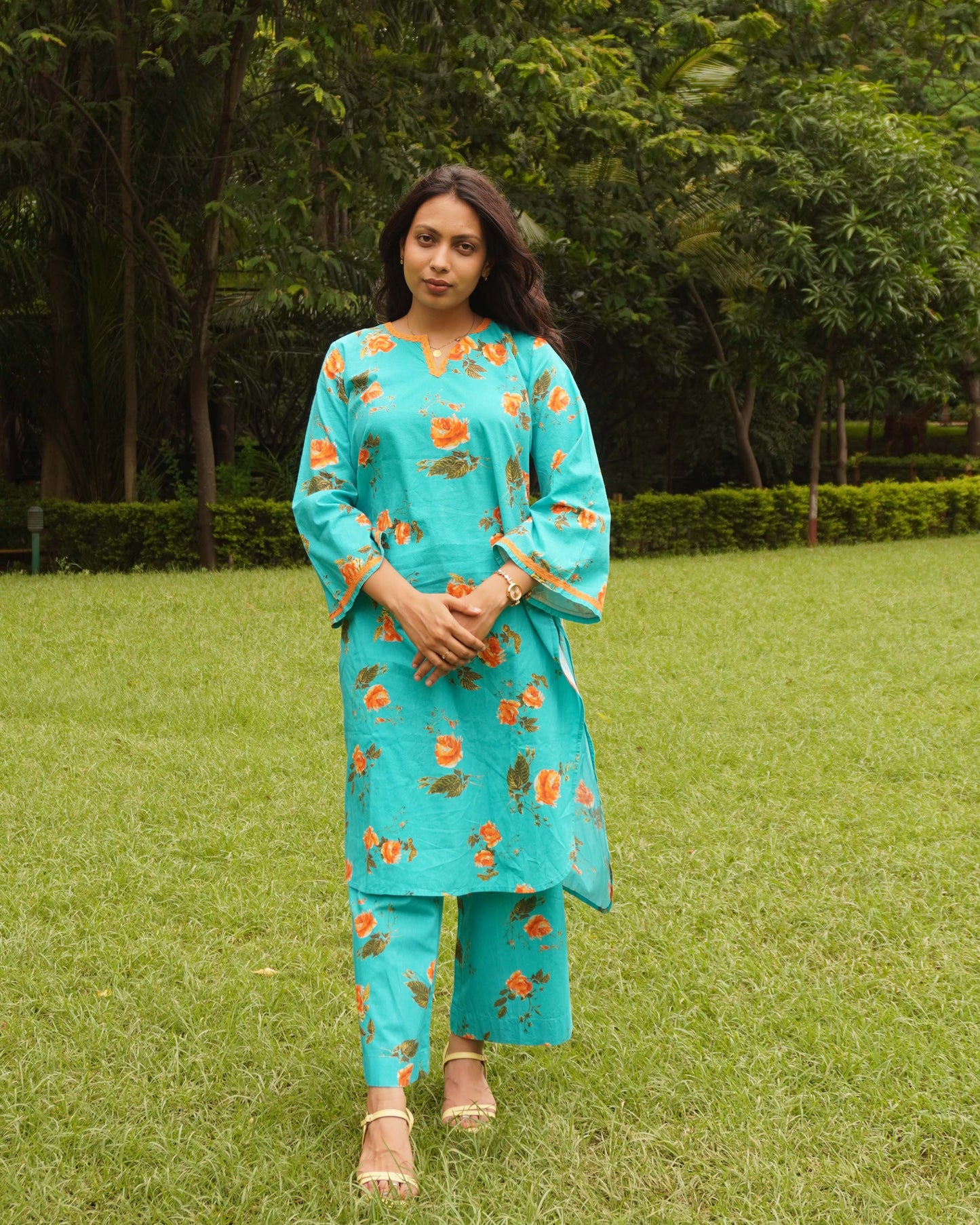 Organic cotton floral kurta