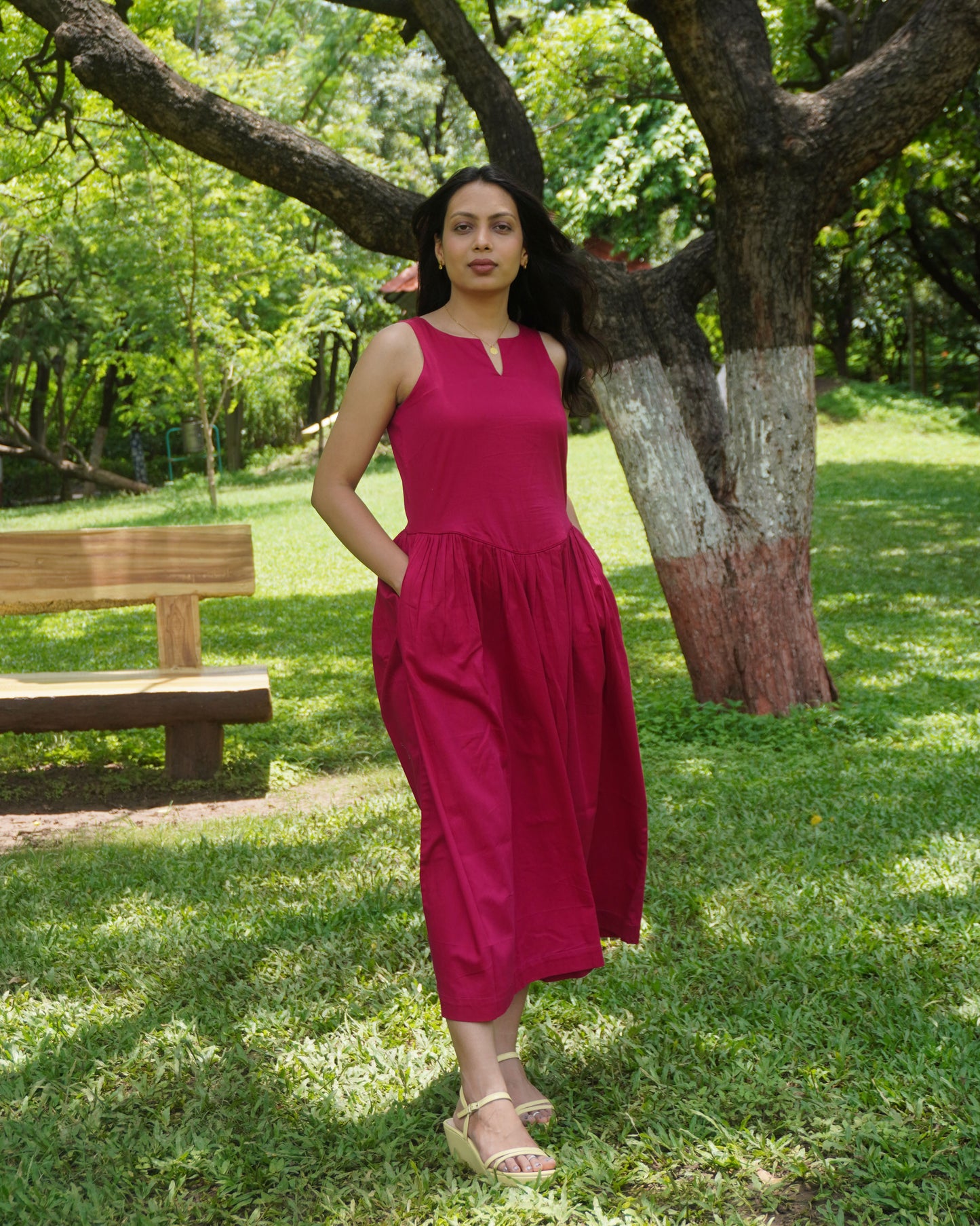 Pink Drop waist dress