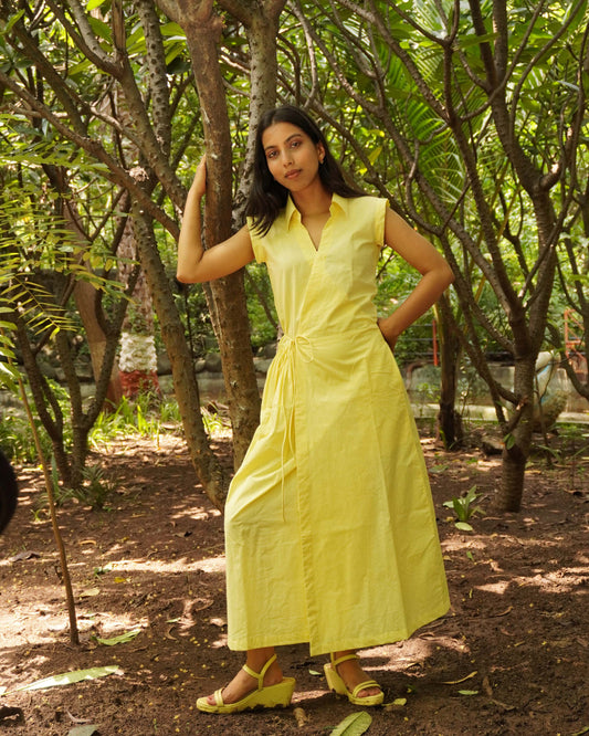 Yellow wrap dress